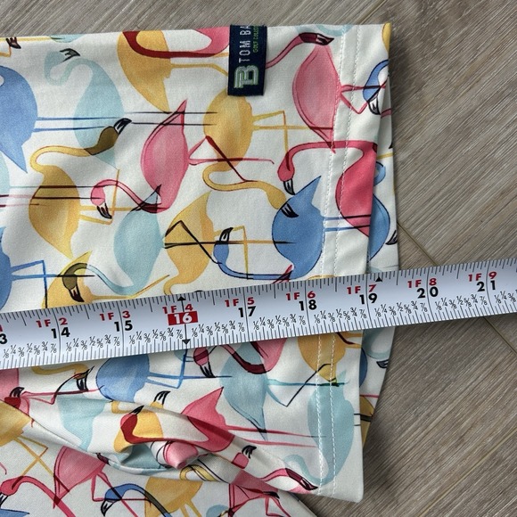 Tom Baine Men's XL Slim Fit Flamingo AOP Performance Collection Gold Polo - Picture 12 of 12